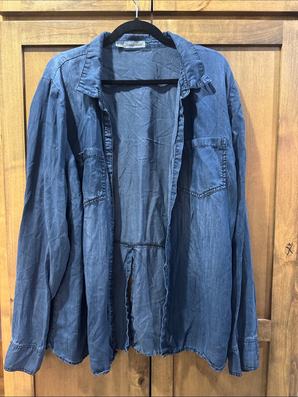 3X Maurice’s Blue Denim Shirt Jacket chambrey 100% lyocell lightweight soft